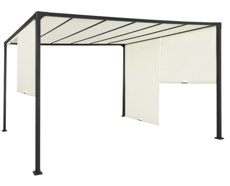 NobleShade Pergola with Sliding Roof Curtain -3*3m - Beige - Fine Living
