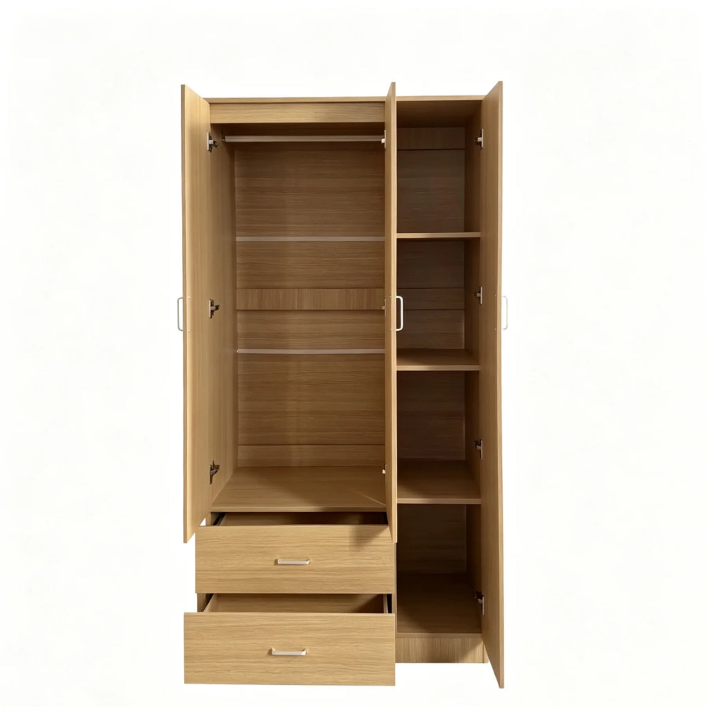 Ellington 3 Door and 2 Drawer Wardrobe - Wood - Fine Living