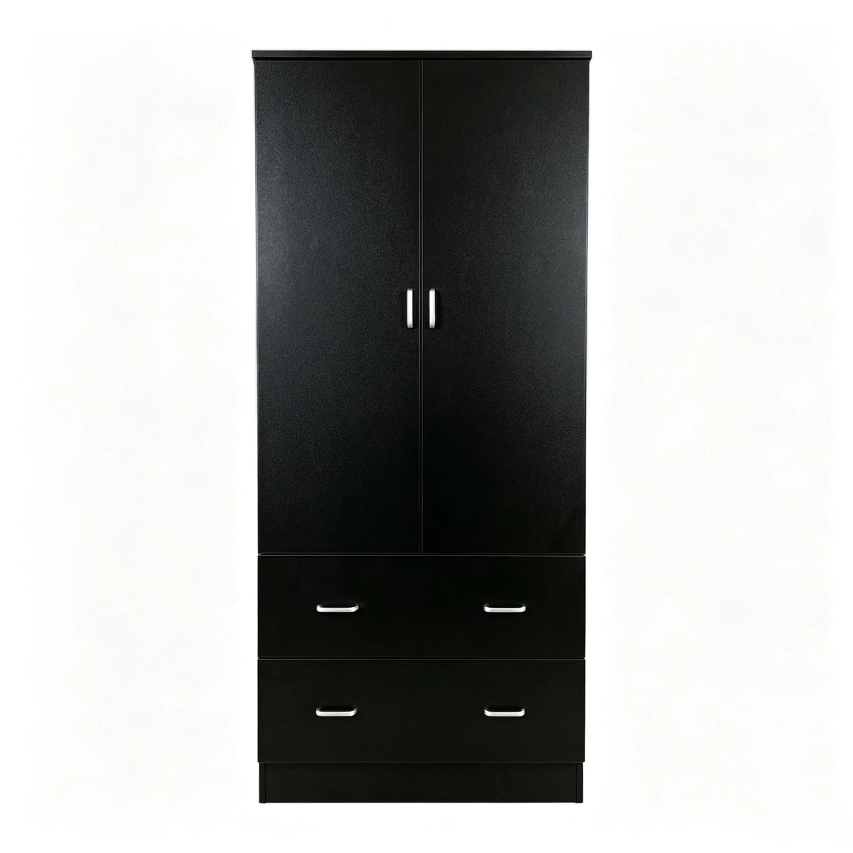 Velour 2 Door and 2 Drawer Wardrobe - Black - Fine Living