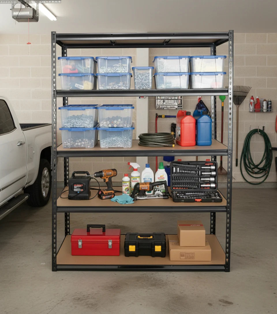 DuraSteel 5 Tier Shelf - 183 x 120 x 45cm - 275kg / layer - Matt Black