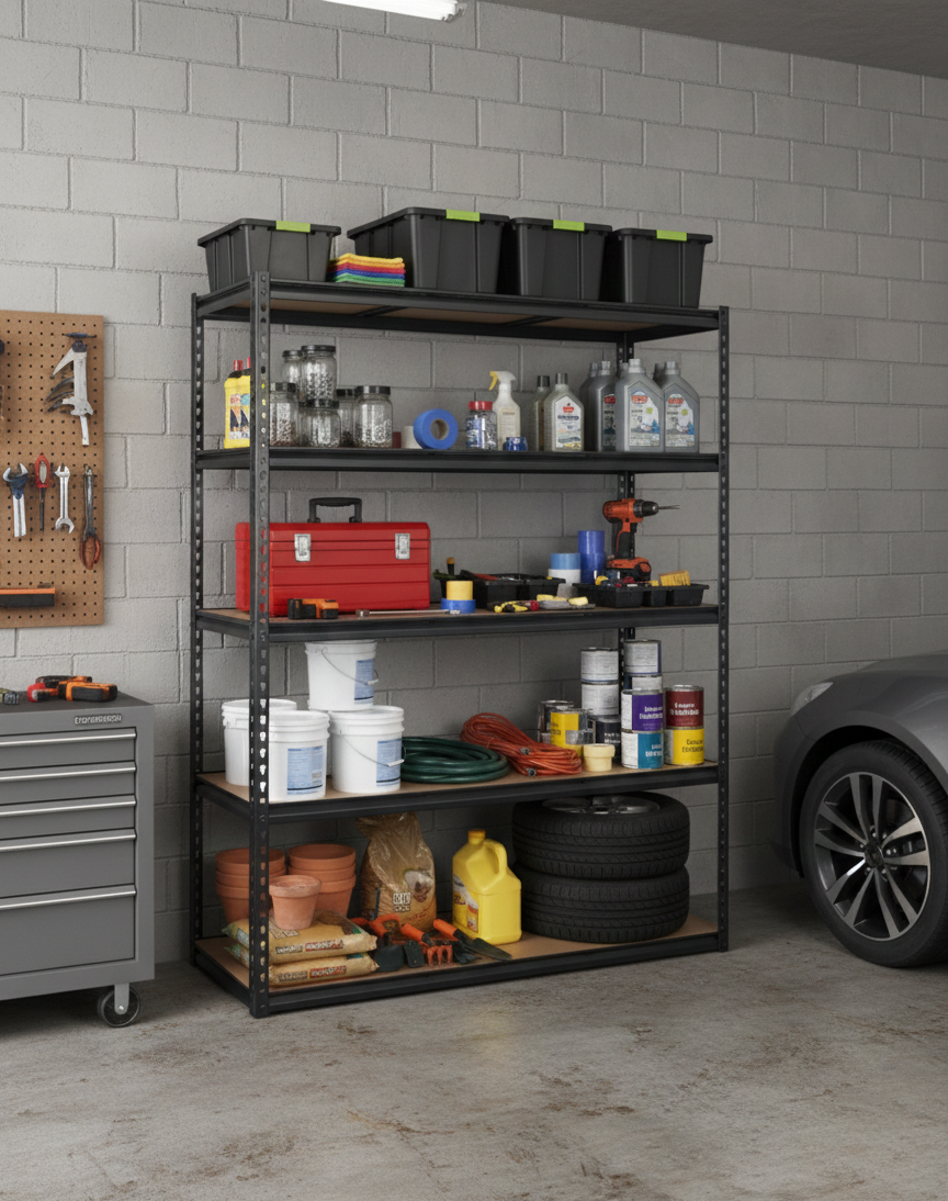 DuraSteel 5 Tier Shelf - 183 x 120 x 45cm - 275kg / layer - Matt Black