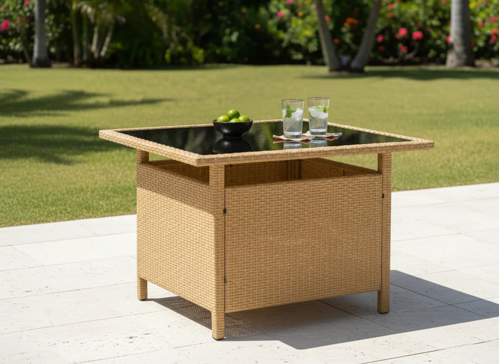 Barbados Corner Lounge Set Brown with Beige Cushions