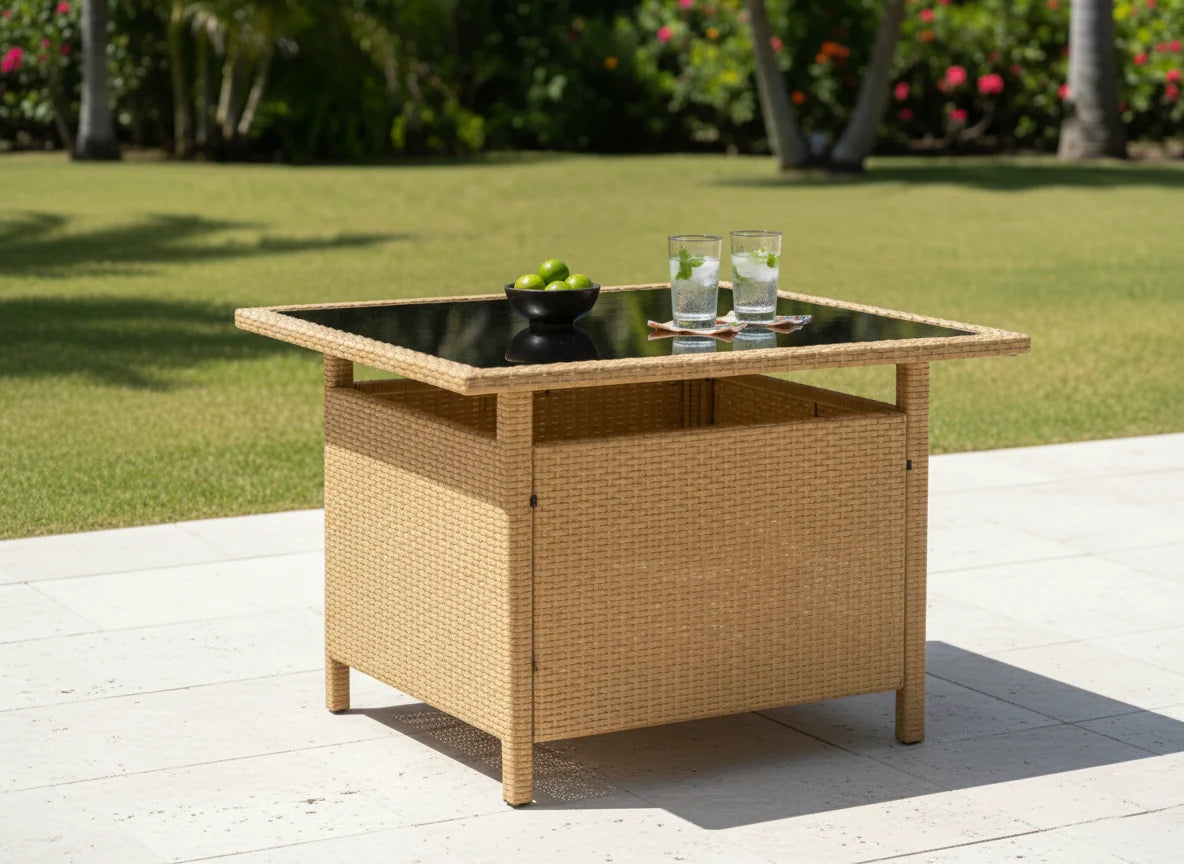 Barbados Corner Lounge Set Brown with Beige Cushions