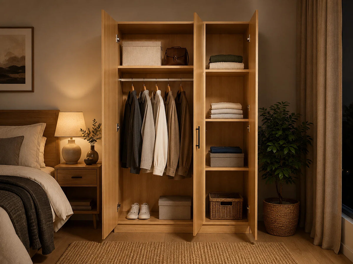 UrbanFit 3 Door Wardrobe - Wood - Fine Living