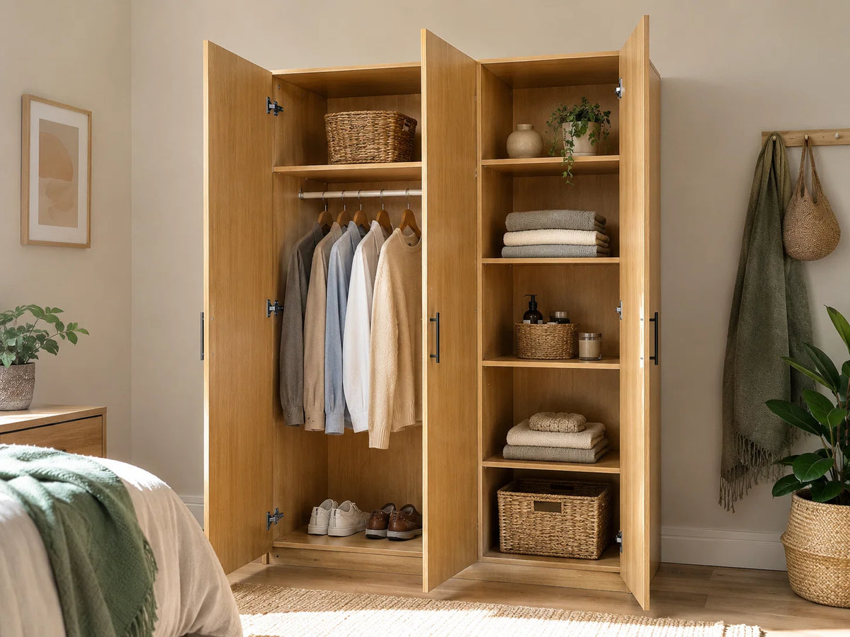UrbanFit 3 Door Wardrobe - Wood - Fine Living