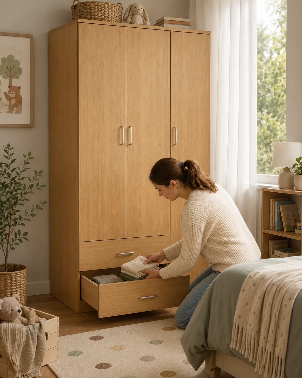 Ellington 3 Door and 2 Drawer Wardrobe - Wood - Fine Living