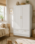 Kiddo Cove 2 Door and 2 Drawer Wardrobe - White - Fine Living