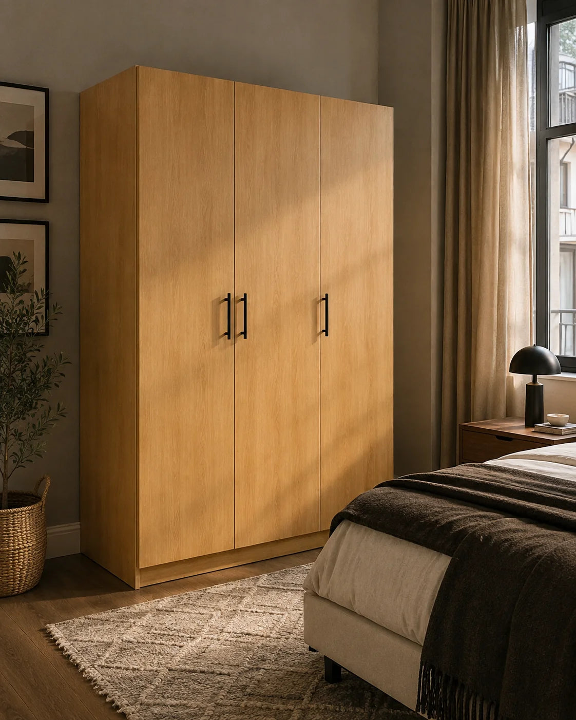 UrbanFit 3 Door Wardrobe - Wood - Fine Living
