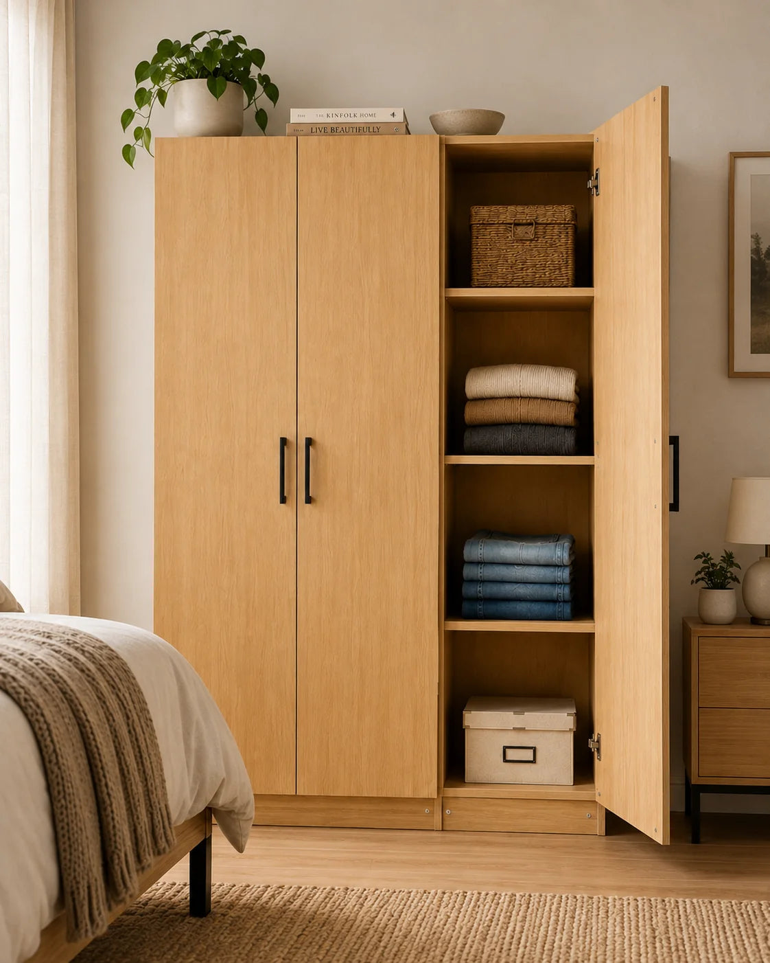 UrbanFit 3 Door Wardrobe - Wood - Fine Living