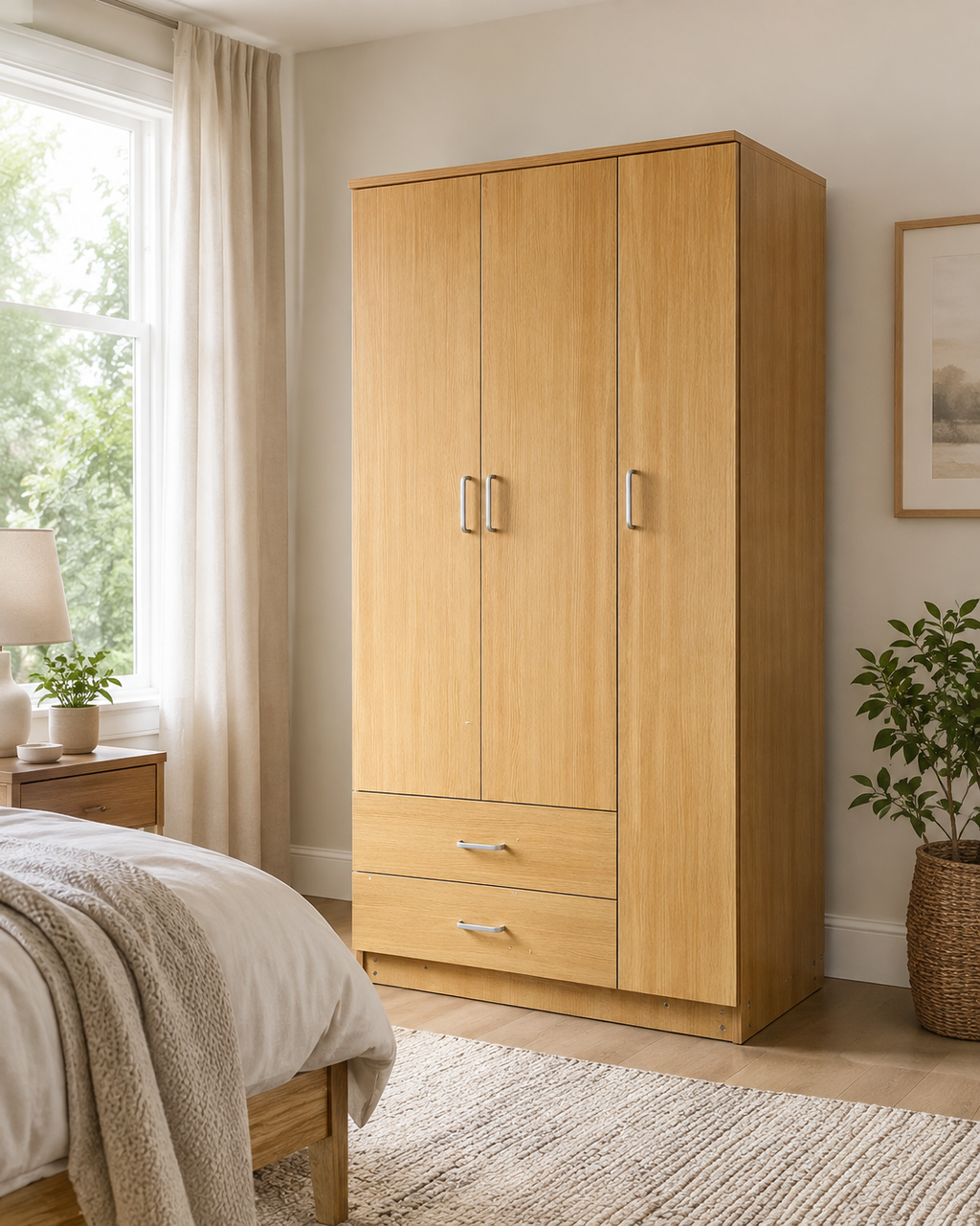Ellington 3 Door and 2 Drawer Wardrobe - Wood - Fine Living