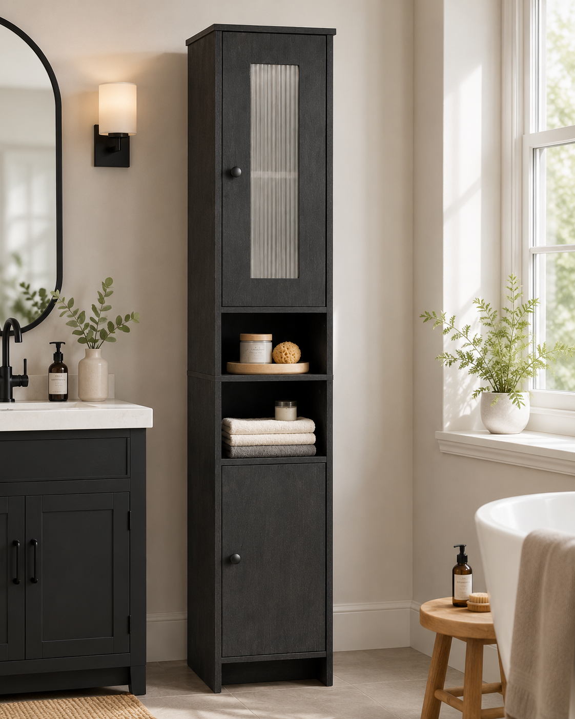 Monaco Slim Storage Cabinet with Glass