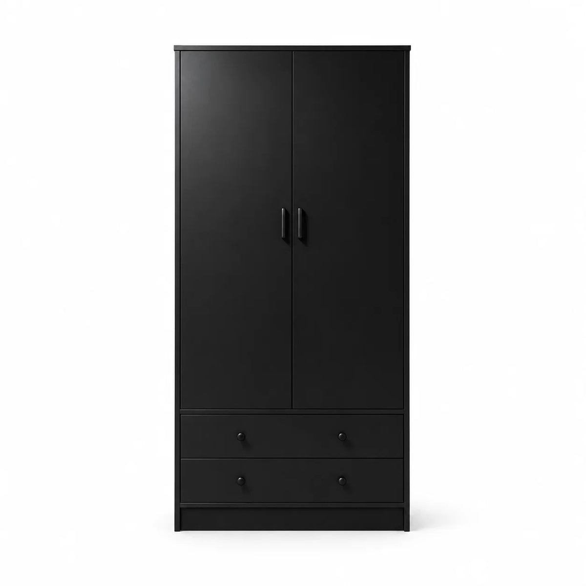Florance 2 Door & 2 Drawer Wardrobe - Black - Finery