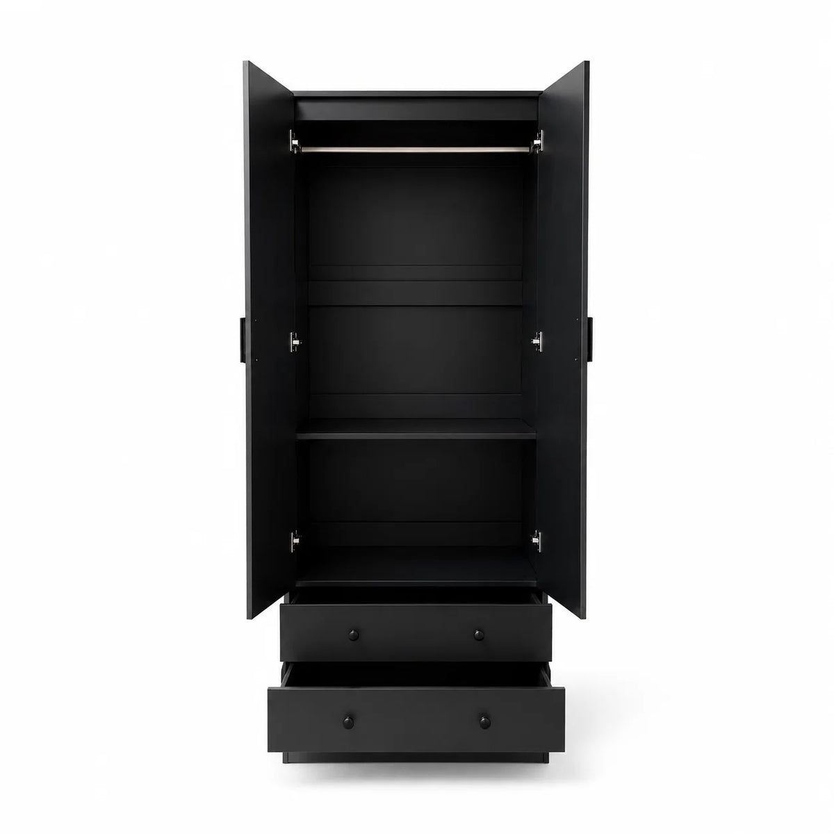 Florance 2 Door & 2 Drawer Wardrobe - Black - Finery