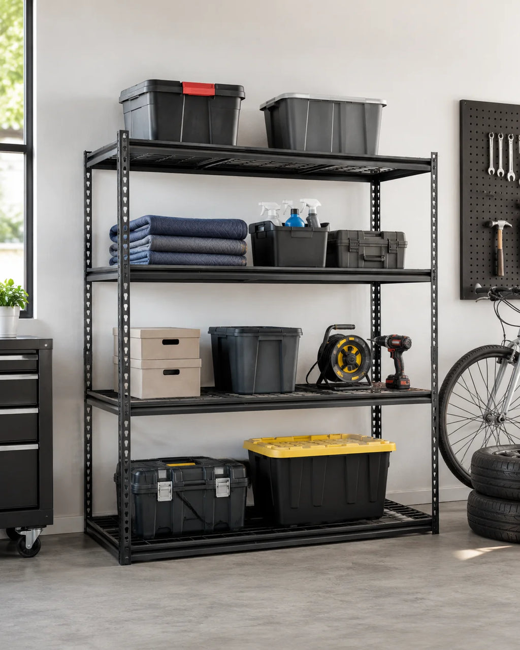 4 Tier Matt Black Heavy Grade Shelf