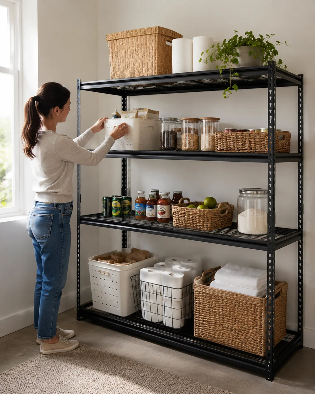 4 Tier Matt Black Heavy Grade Shelf