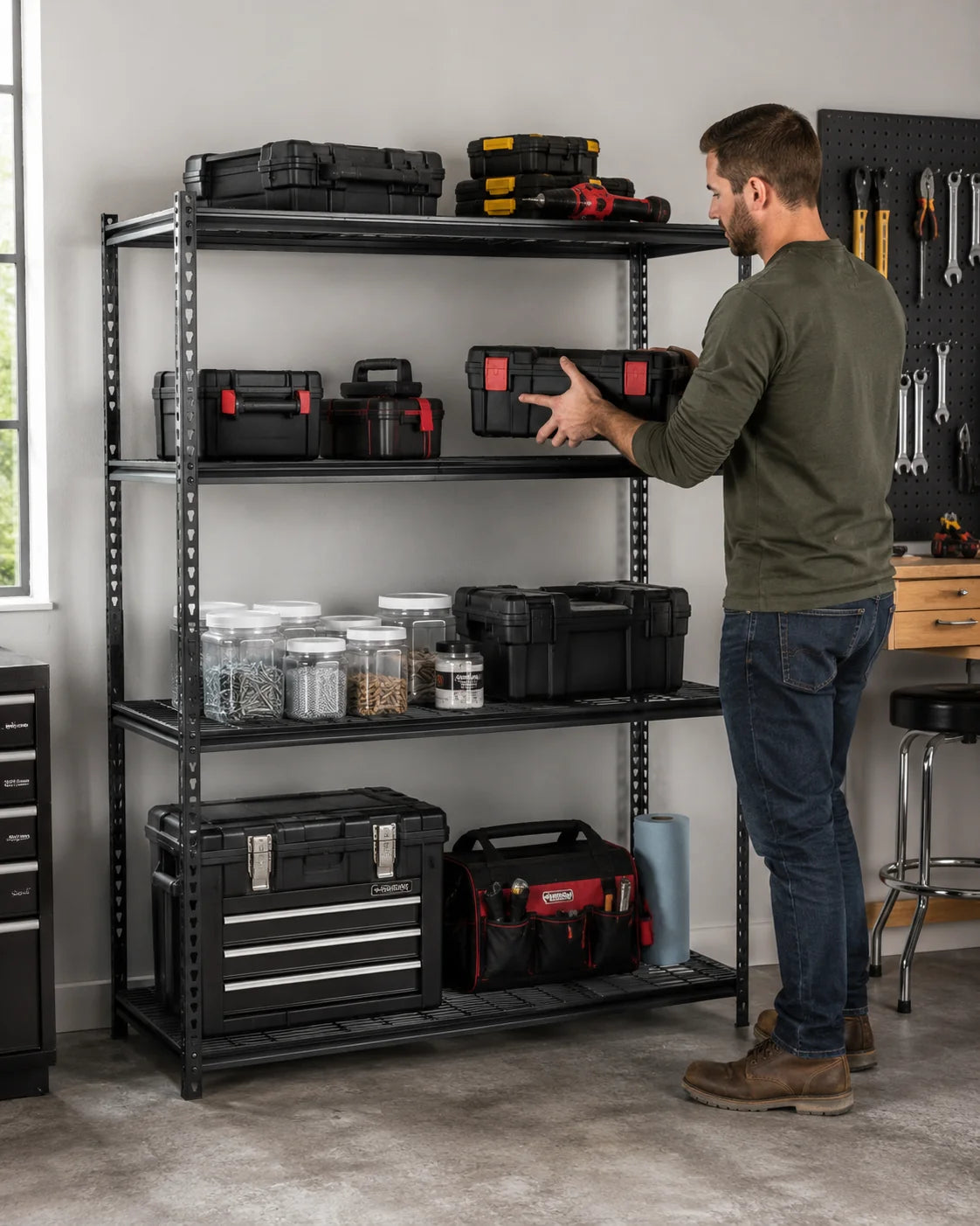 4 Tier Matt Black Heavy Grade Shelf