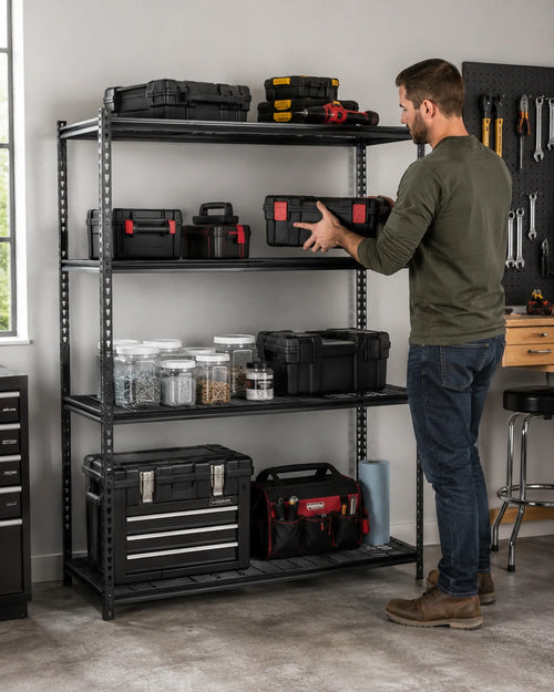 4 Tier Matt Black Heavy Grade Shelf