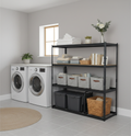 PrimeRack 4 Tier Shelf - 183 x 150 x 50cm -MDF & Metal Net Layers - 150kg/ Layer Matt Black