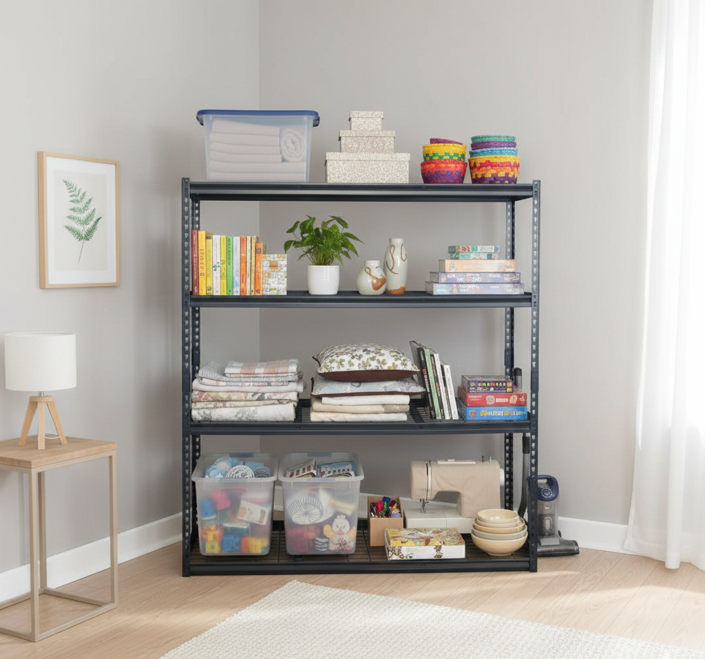 4 Tier Matt Black Heavy Grade Shelf