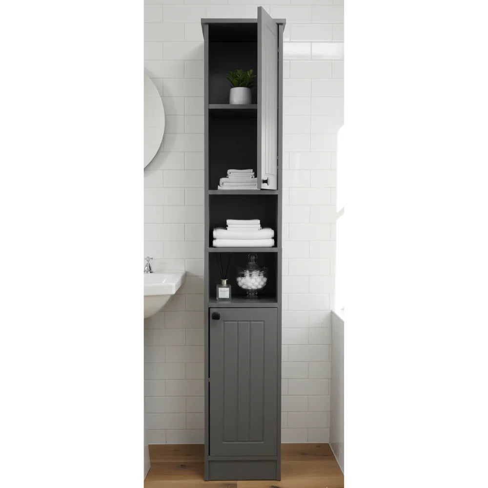 Velora Slim Storage Cabinet -Grey Fine Living