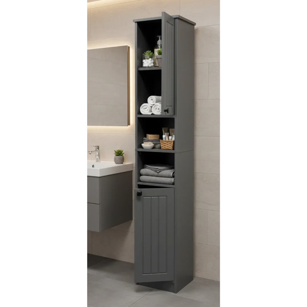 Velora Slim Storage Cabinet -Grey Fine Living