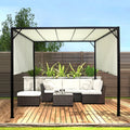 NobleShade Pergola with Sliding Roof Curtain -3*3m - Beige - Fine Living