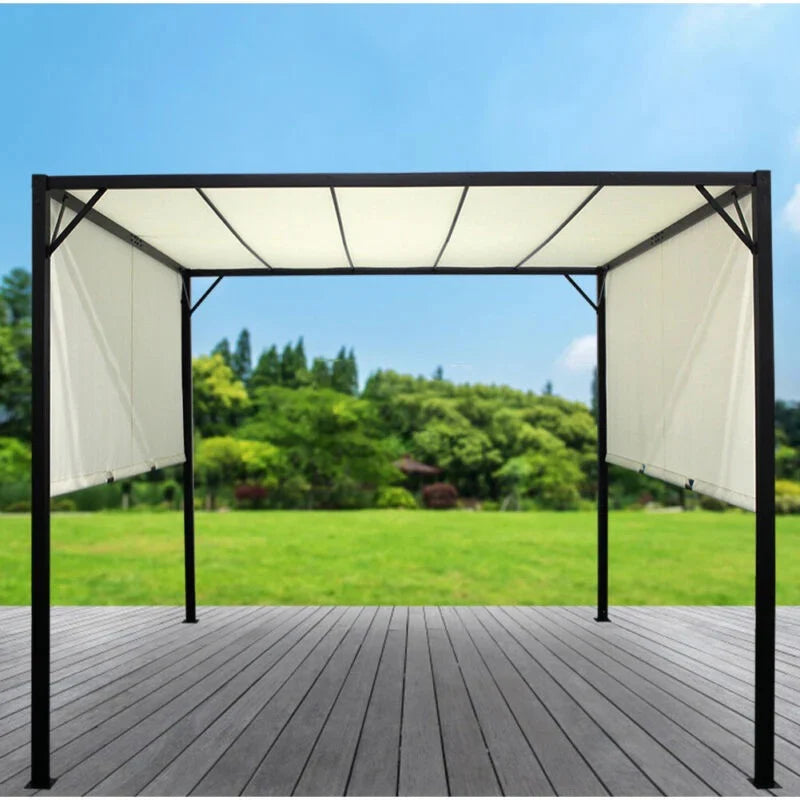 NobleShade Pergola with Sliding Roof Curtain -3*3m - Beige - Fine Living