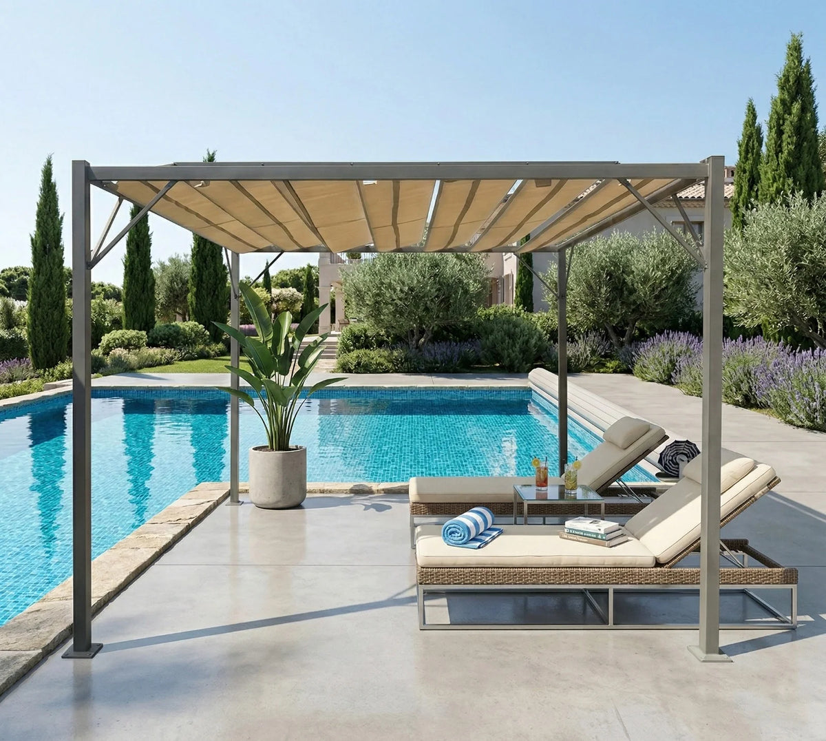 RoyalPatio Bioclimatic Pergola - Beige - Finery