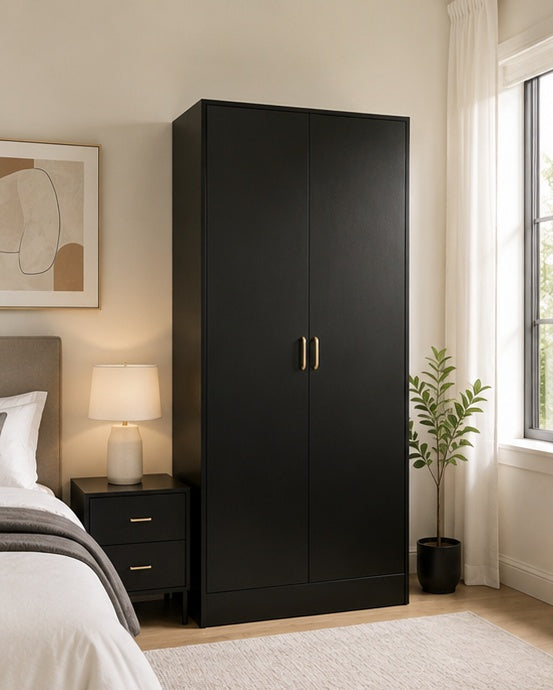 Fairmount 2 Door Wardrobe - Black - Finel Living