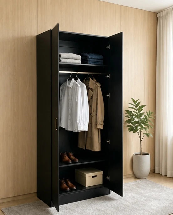 Fairmount 2 Door Wardrobe - Black - Finel Living