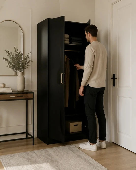 Fairmount 2 Door Wardrobe - Black - Finel Living