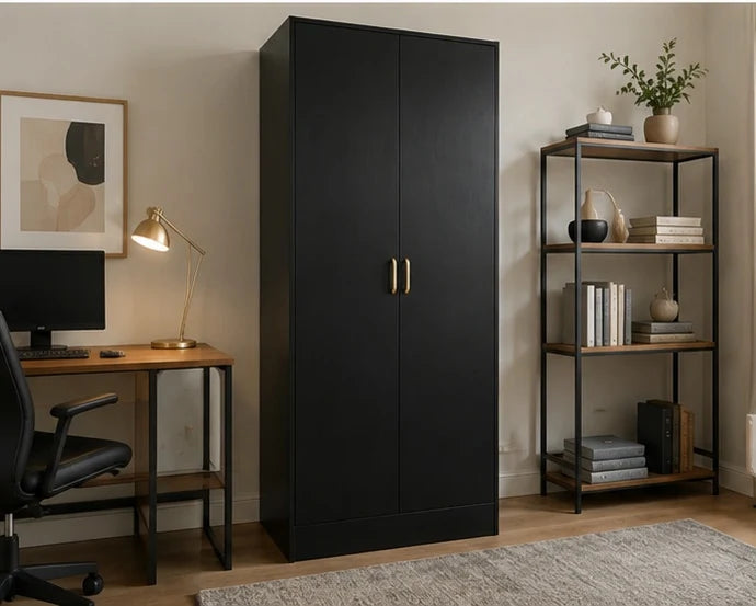 Fairmount 2 Door Wardrobe - Black - Finel Living